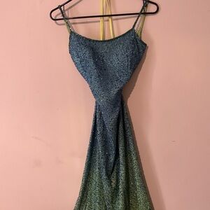 Mia Bella hand beaded long prom/party gown